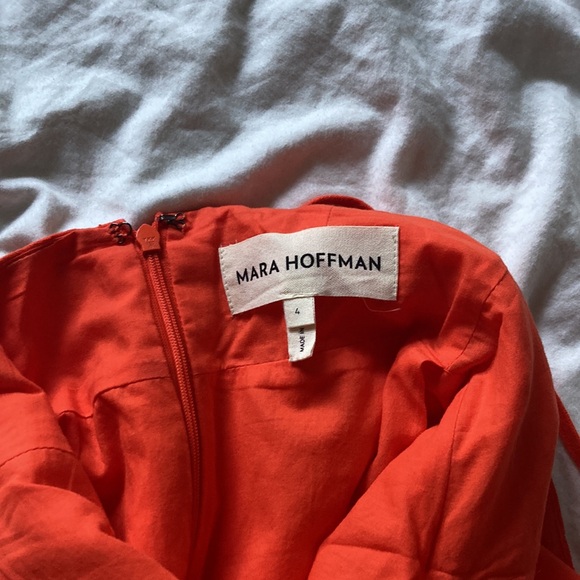 Almost new Mara Hoffman orange Verona linen dress with pockets size 4 - Picture 7 of 8
